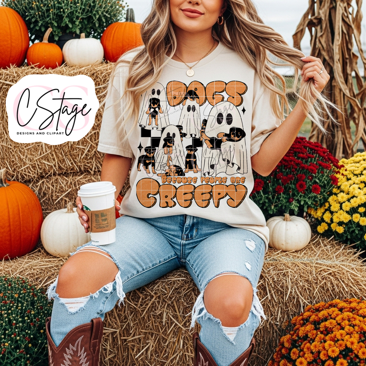 Boos Because People Are Creepy Halloween Graphic T-Shirt mockup
