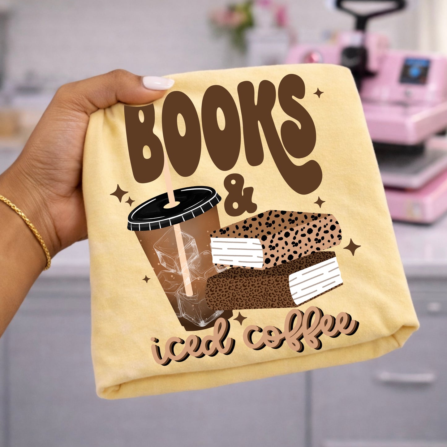 Sunshine, Books & Iced Coffee Shirt | Book Lover Graphic Tee | Cozy Reader T-Shirt | Iced Coffee Lover Shirt | Bookish Gift for Women | Reading Aesthetic Tee | Unisex Comfort Colors Shirt