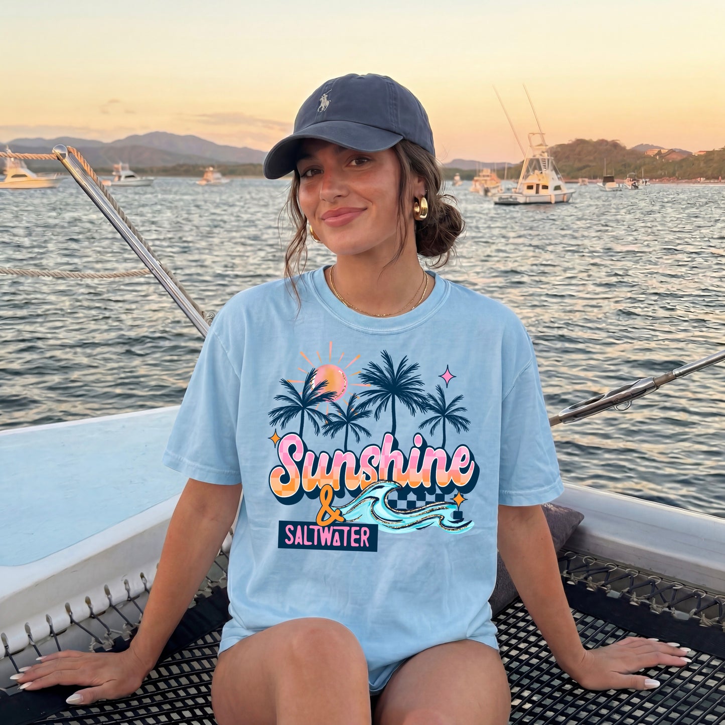 Sunshine & Saltwater Coastal Graphic Tee | Beach Vibes Summer Shirt | Tropical Ocean Lover Tee 🌴🌊☀️