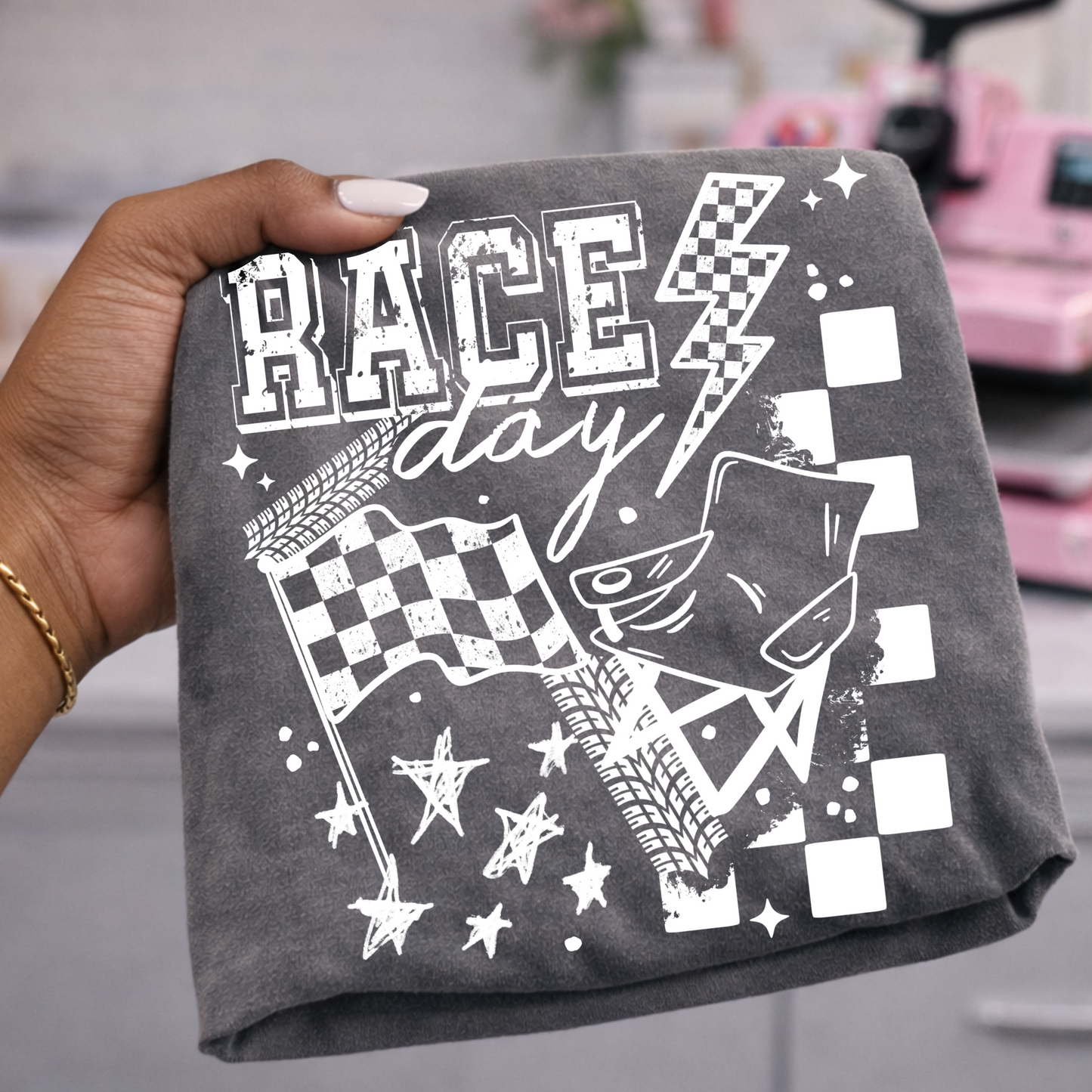 Race Day Checkered Flag Tee