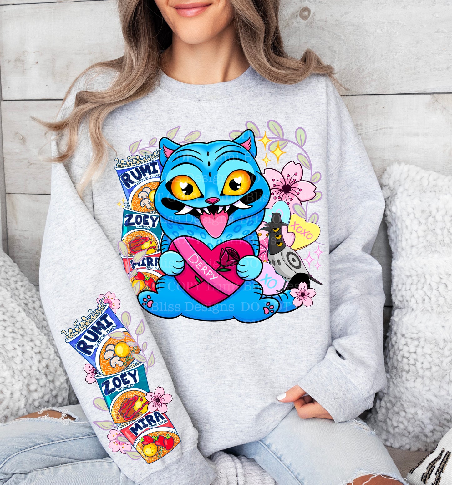 ๐ Cute Love Monster Crewneck | Anime Ramen Valentine Sweatshirt