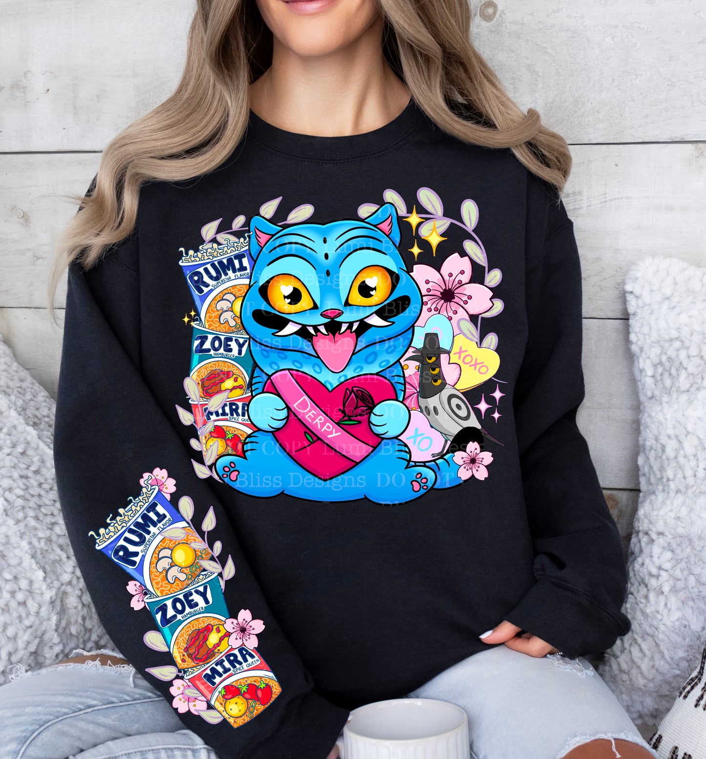 💙 Blue Love Monster Crewneck | Cute Valentine Graphic Sweatshirt