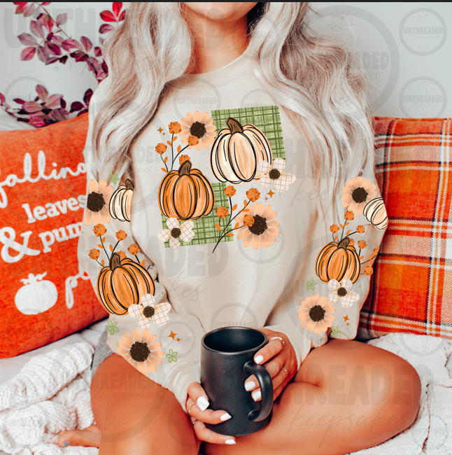 Pumpkins & Fall Florals Graphic Sweatshirt