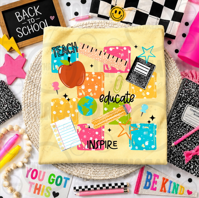 Colorful Teacher School Supplies Graphic T-Shirt
