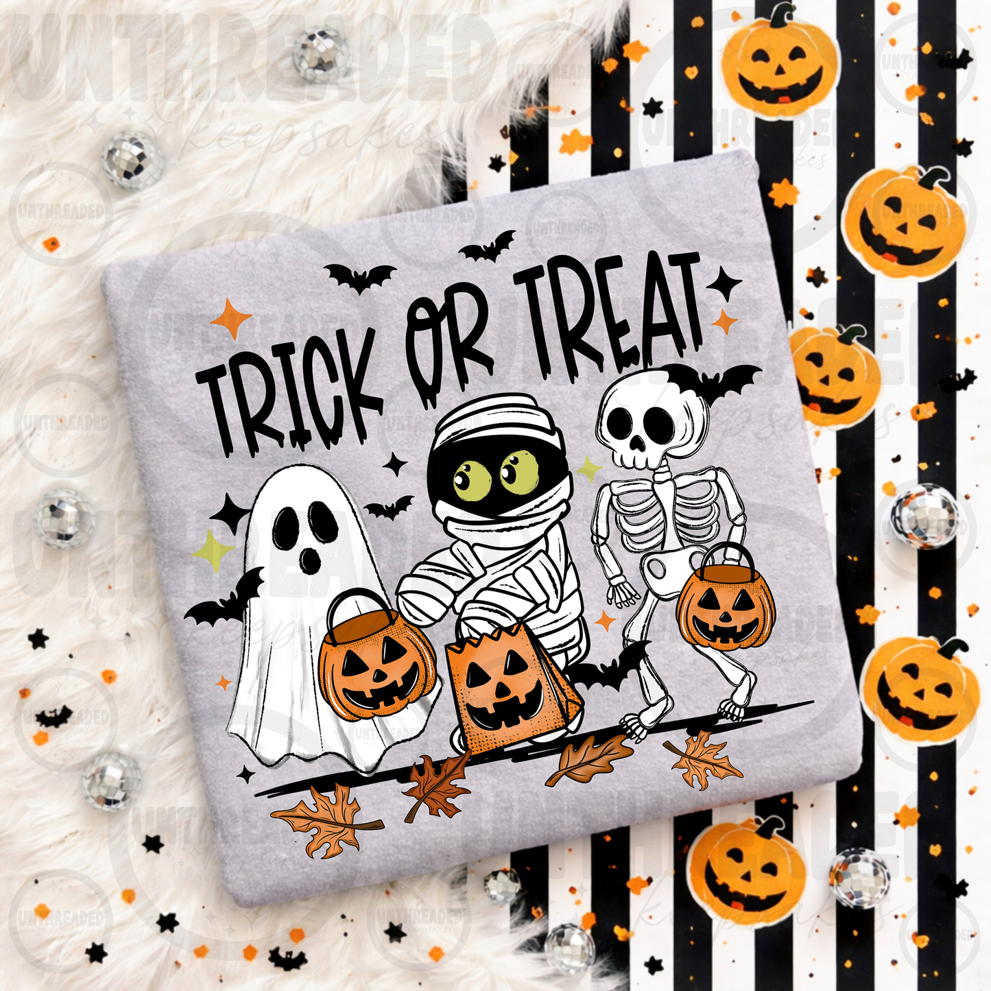 Trick or Treat Ghost Mummy Skeleton Halloween Crewneck Sweatshirt π»ππ
