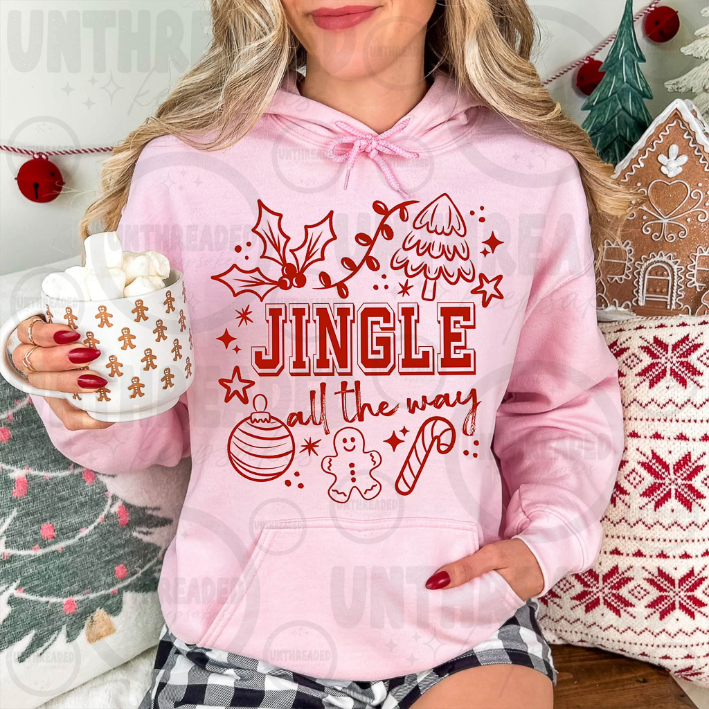 Jingle All the Way Pink Christmas Hoodie