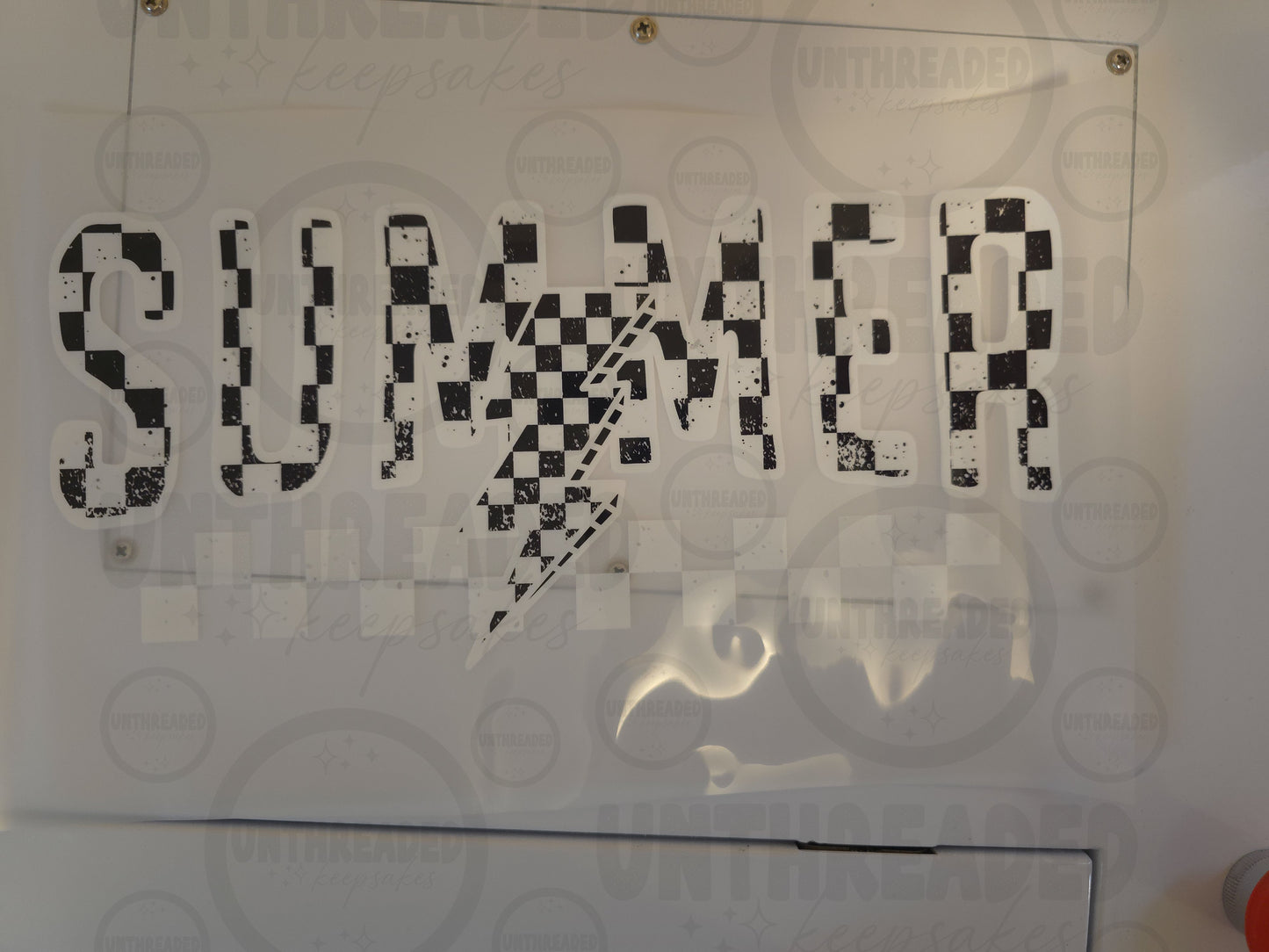 SUMMER Checker Lightning Bolt DTF Transfer
