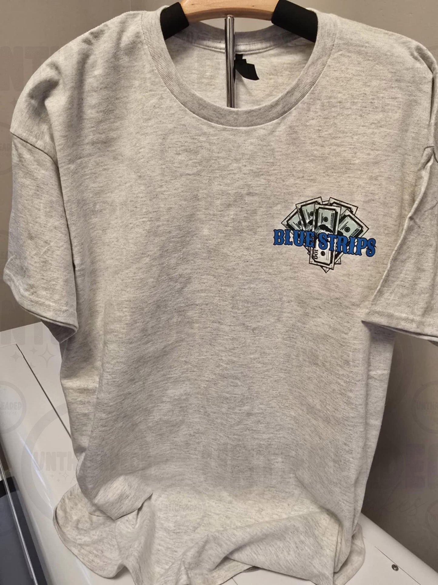 Blue Strips Lyrics Tee – Gray XL