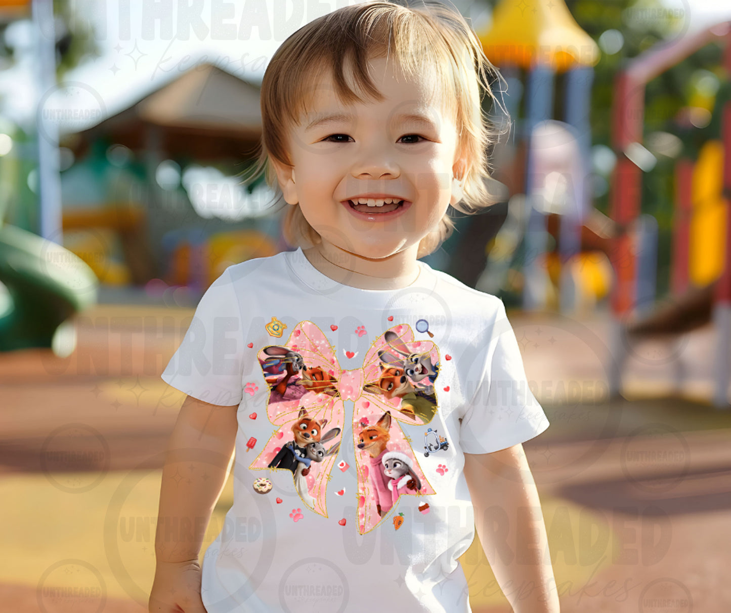 Cute Animal Love Bow Toddler T-Shirt | Kids Graphic Tee