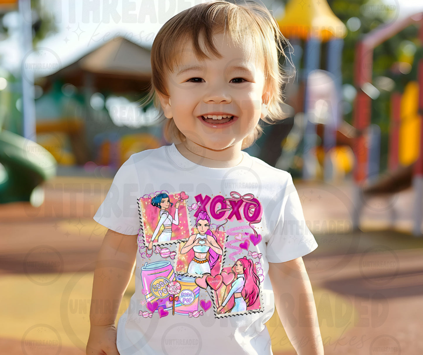 XOXO Trendy Girl Collage Toddler T-Shirt | Cute Kids Graphic Tee