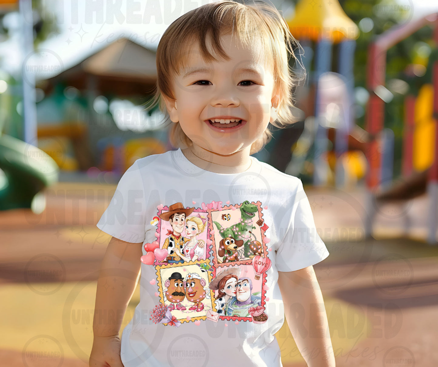 Valentine Toy Love Collage Toddler T-Shirt | Cute Kids Graphic Tee