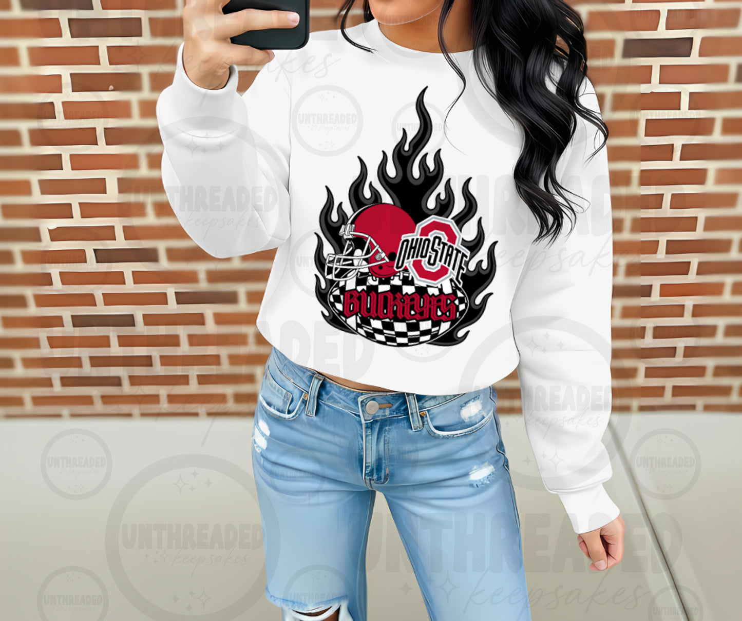 Ohio State Buckeyes Flame Football Sweatshirt | Game Day Graphic Crewneck