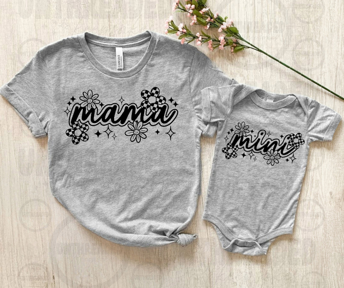 Mama & Mini Floral Script Matching Shirt Set