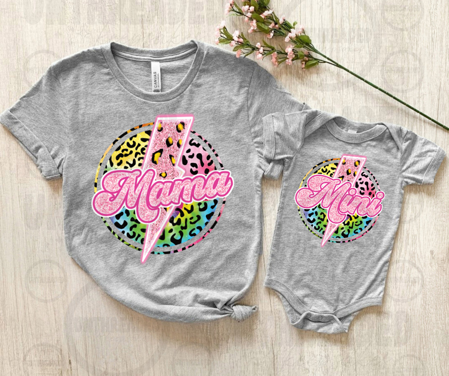Mama Lightning Bolt Leopard Graphic Tee