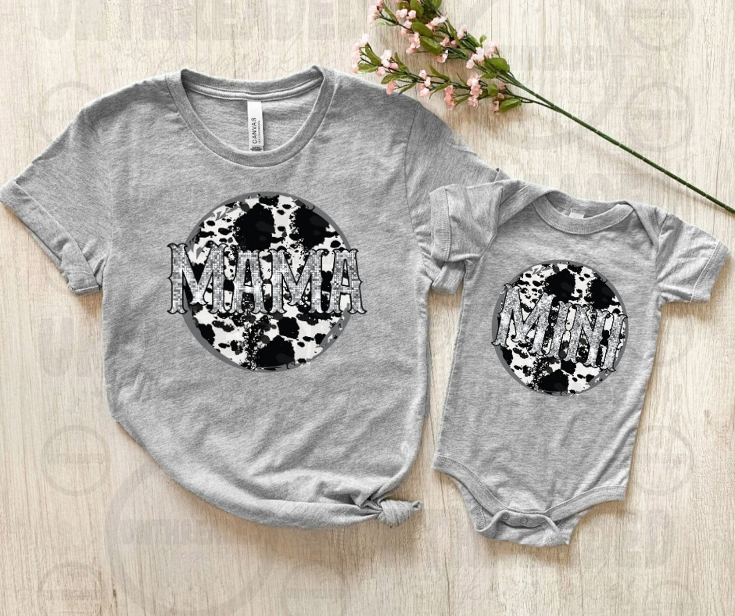 Western Cow Print Mama Shirt | Mini Tee