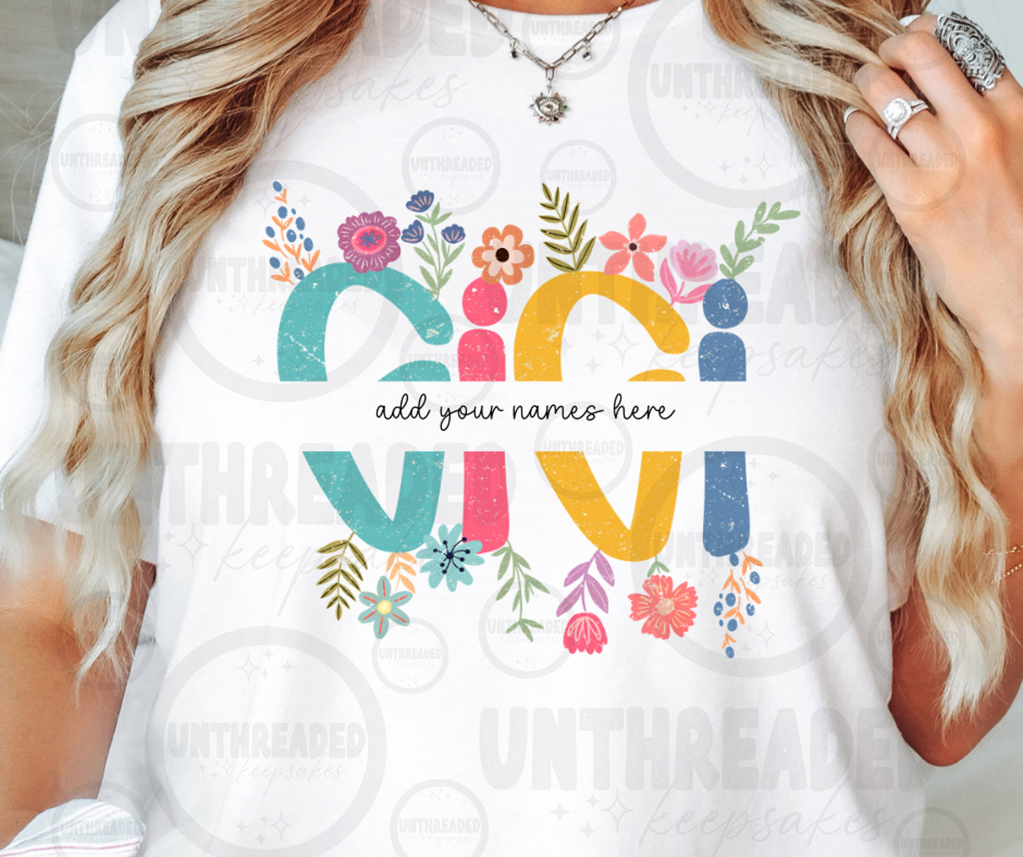 Personalized Floral Shirt | Custom Names Family Tee | Gift T-Shirt Must Message Names to Be Added