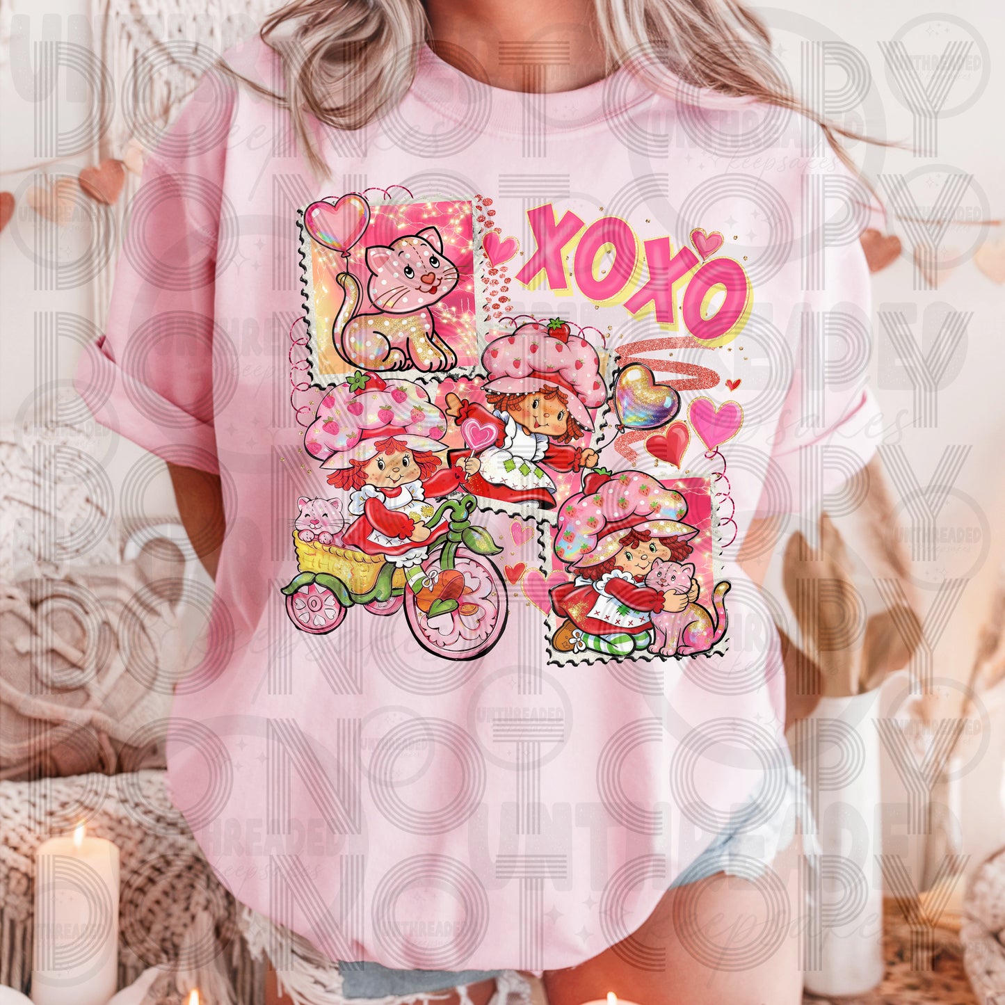 XOXO Strawberry Girl Valentine Graphic Tee – Cute Retro Love Shirt