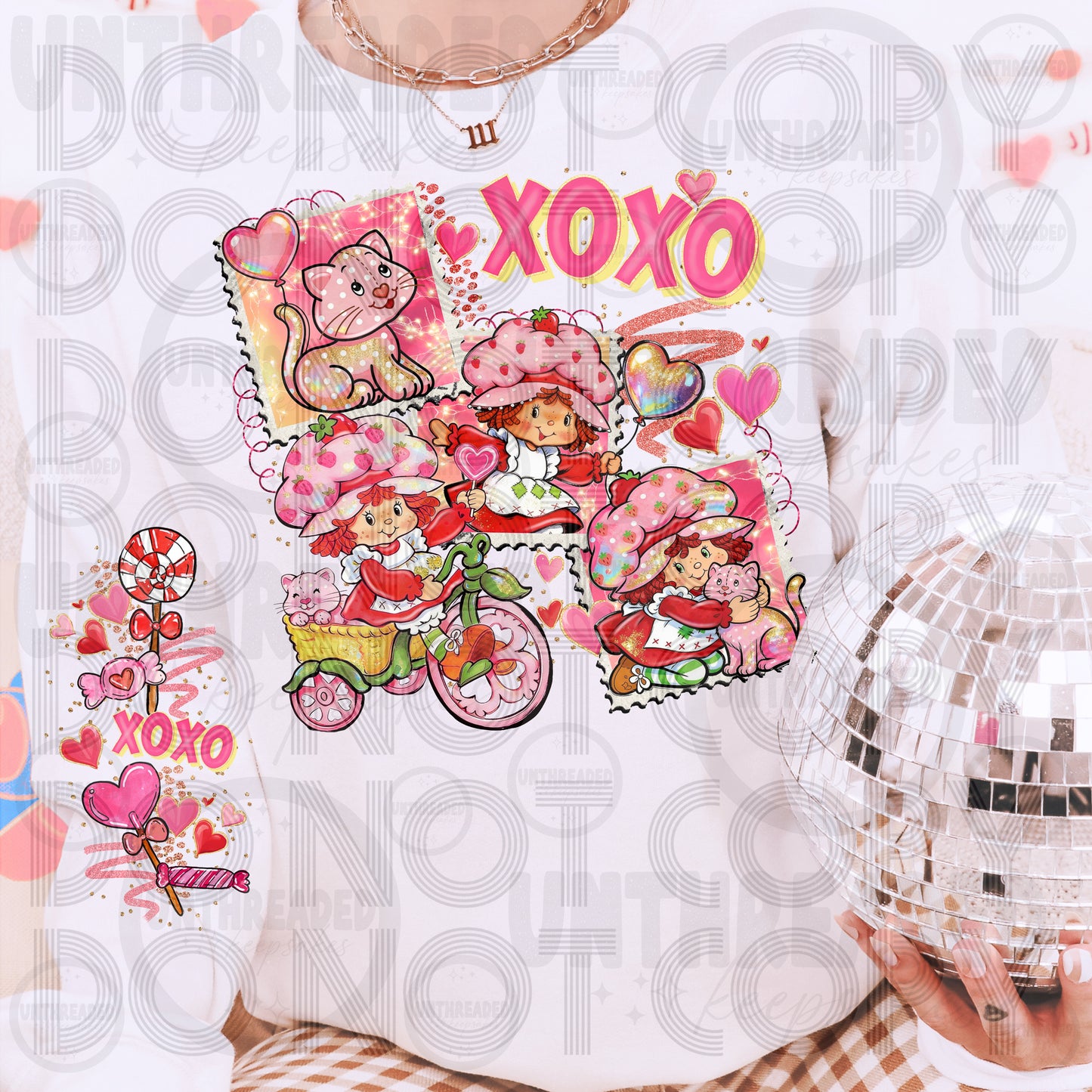 XOXO Strawberry Valentine Crewneck | Cute Retro Cartoon Love Sweatshirt | Cozy 80s Style Pullover | Sweet Heart Outfit | Gift for Her