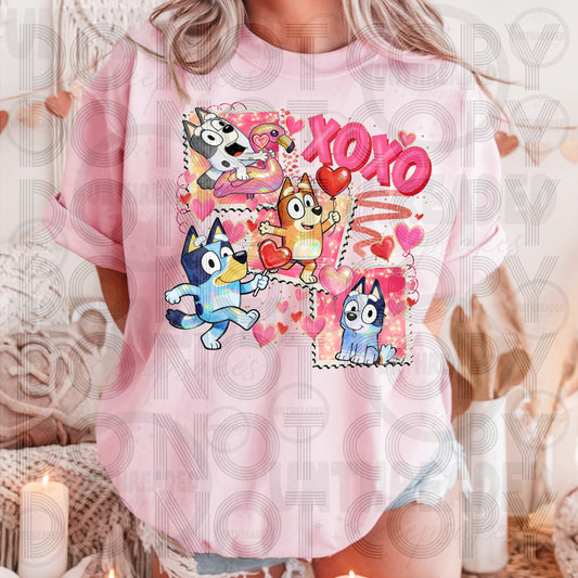 XOXO Cartoon Puppy Valentine Graphic Tee β Cute Pink Love Shirt