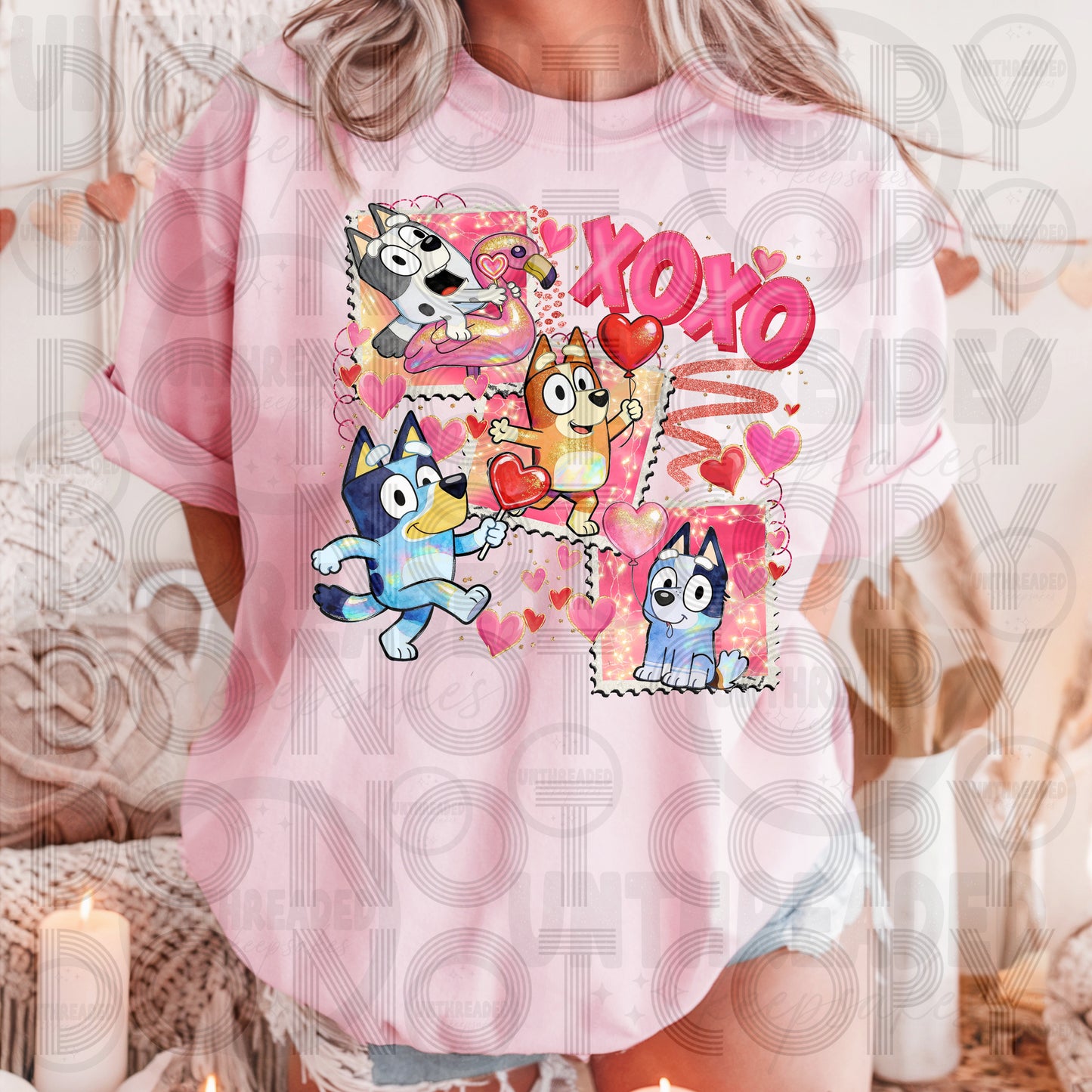XOXO Cartoon Puppy Valentine Graphic Tee – Cute Pink Love Shirt