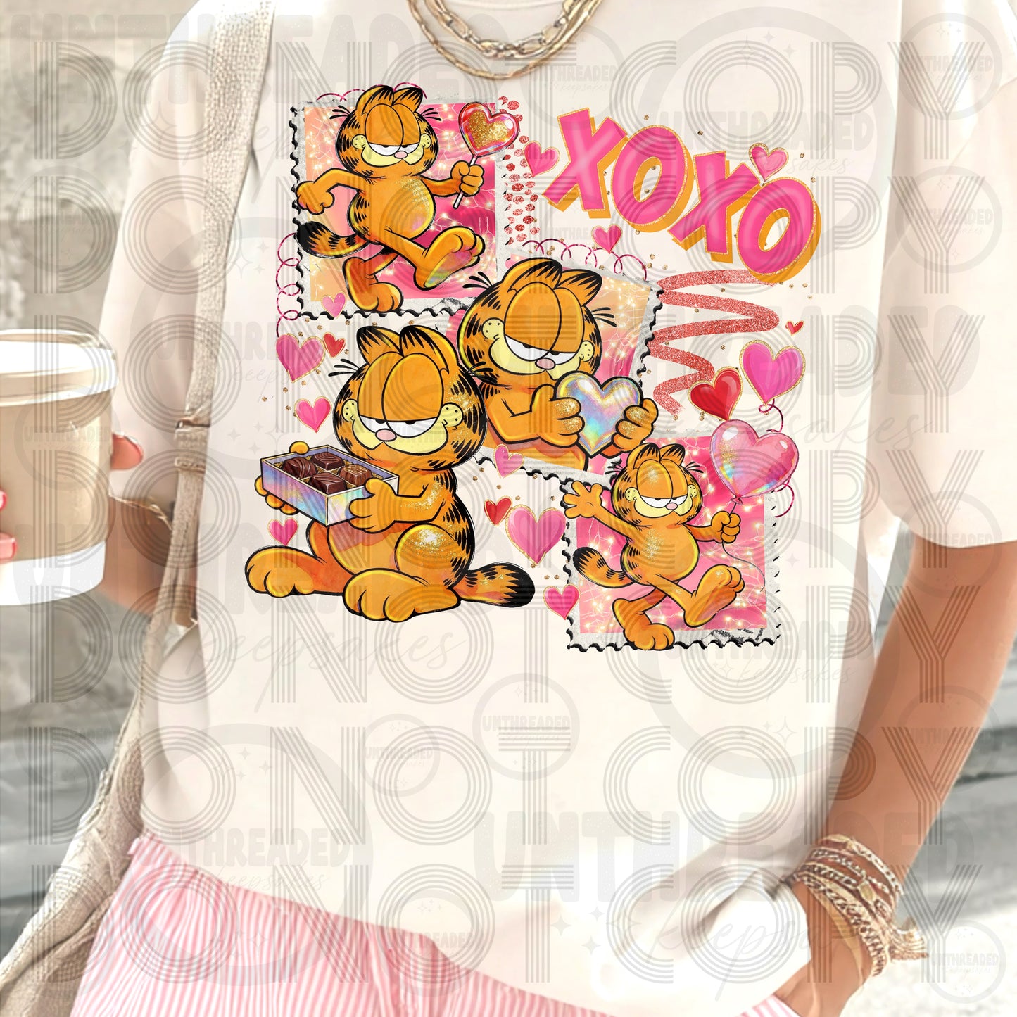 XOXO Sassy Orange Cat Valentine Graphic Tee – Cute Retro Love Shirt