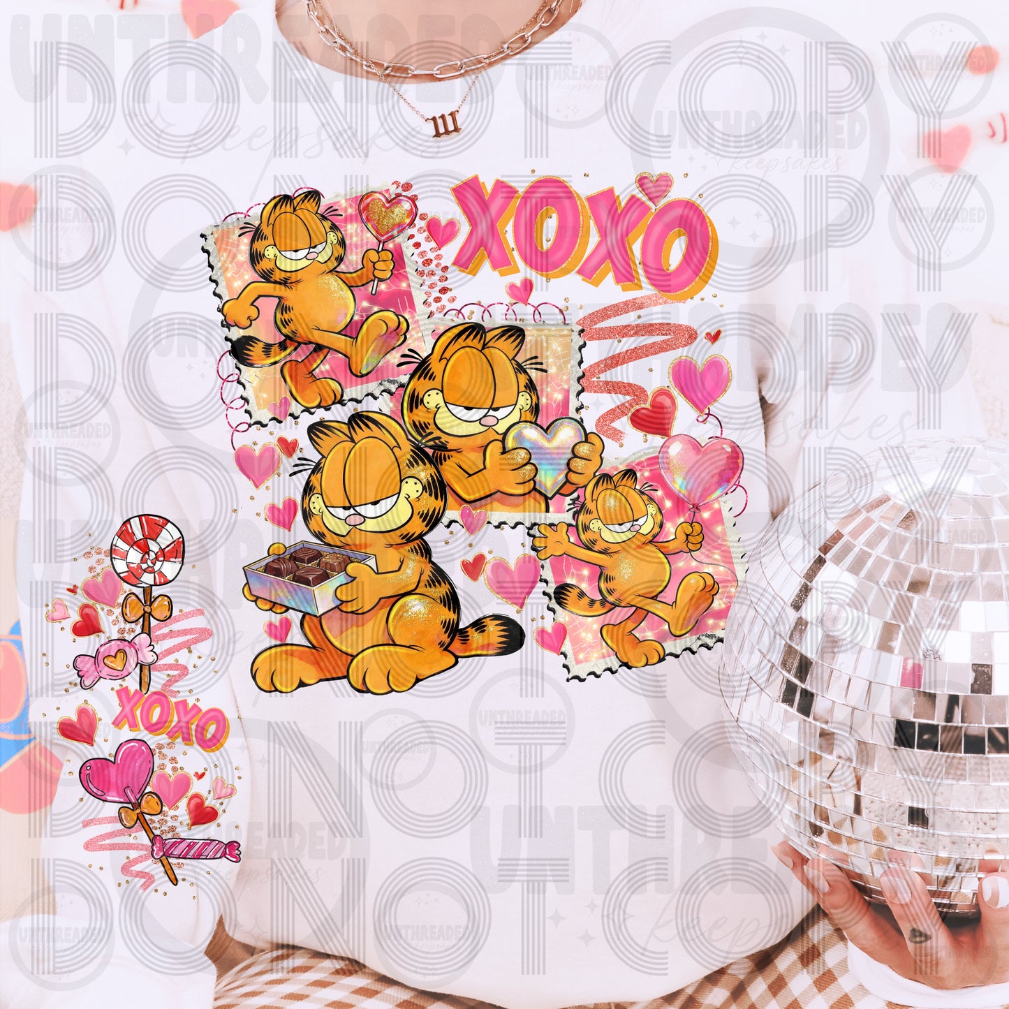 XOXO Garfield Valentine Crewneck | Cute Retro Cartoon Love Sweatshirt | Cozy 90s Style Pullover | Funny Valentine Outfit | Gift for Her or Him