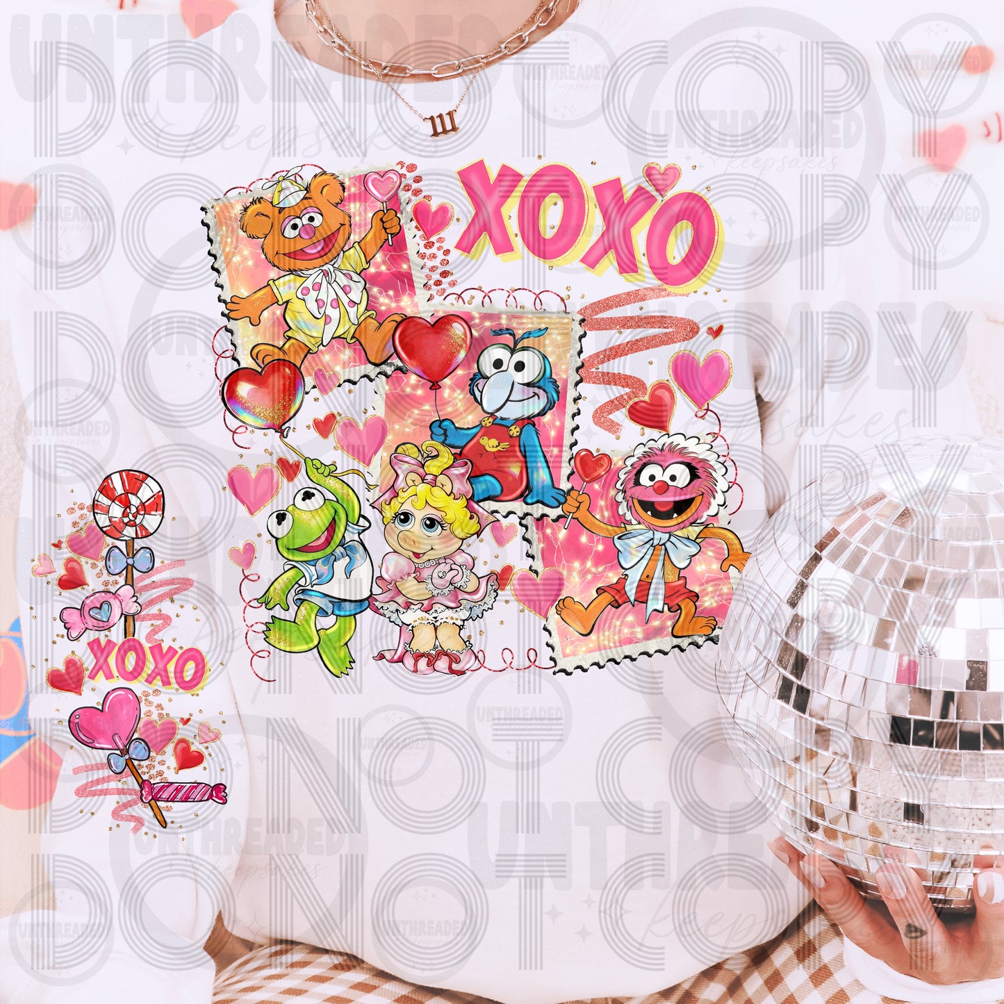 XOXO Muppet Babies Valentine Crewneck | Cute Retro Cartoon Love Sweatshirt | Cozy 90s Style Pullover | Fun Valentine Outfit | Gift for Her