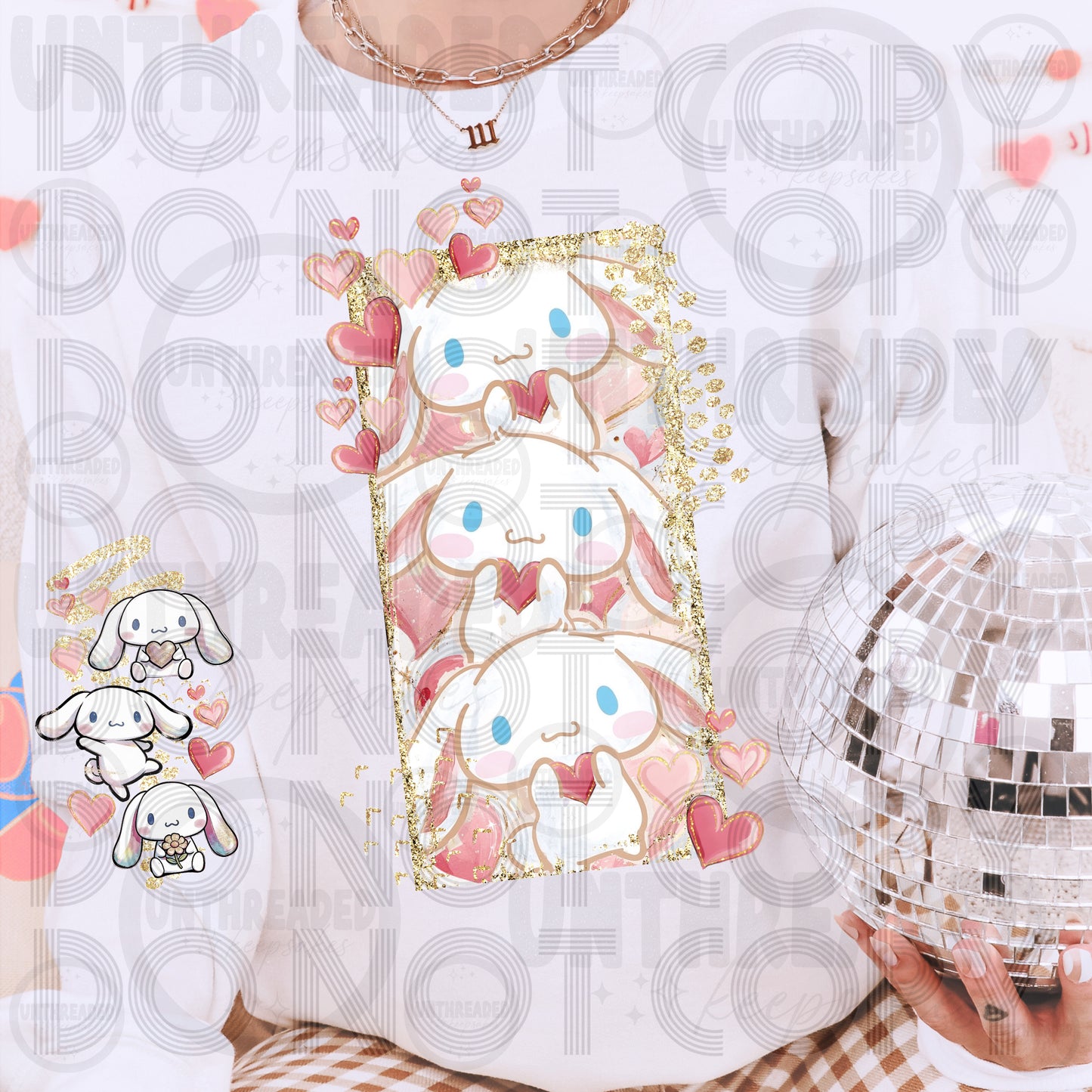 Stacked Bunny Valentine Tee | Cute Pastel Heart Graphic Shirt