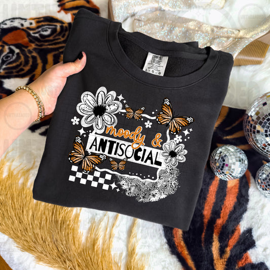 Moody & Antisocial Graphic Tee | Vintage Butterfly Floral Shirt | Soft Unisex T-Shirt