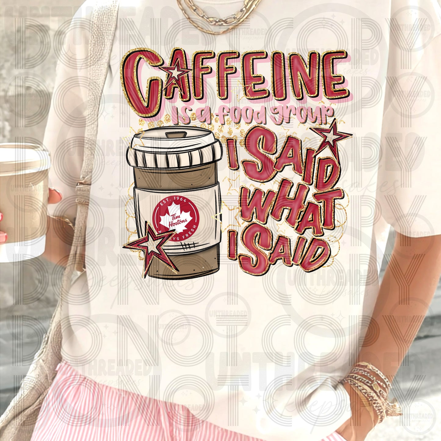 Caffeine Is a Food Group I Said What I Said | Funny Caffeine Graphic Tee TH Hot