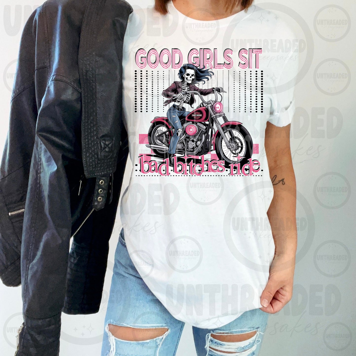 Good Girls Sit Bad Girls Ride Tee – Biker Girl Graphic Shirt