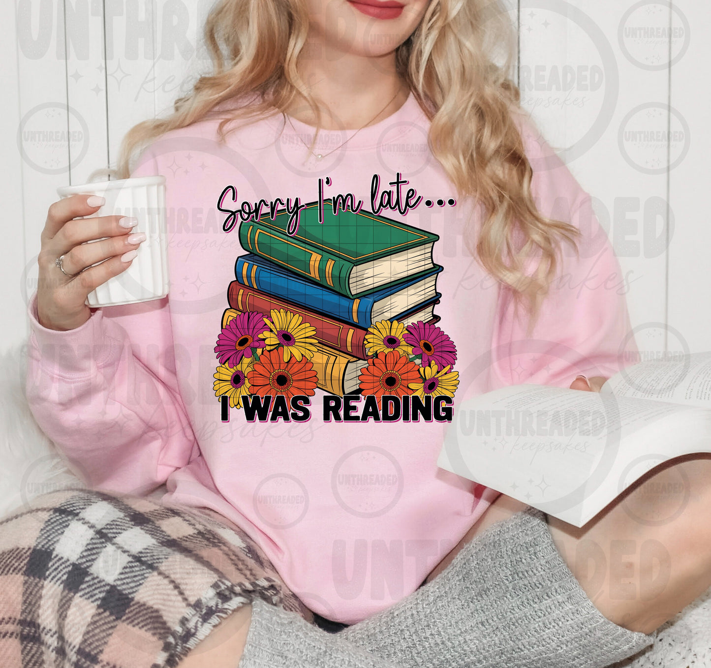 Sorry I’m Late I Was Reading Graphic Sweatshirt | Book Lover Cozy Crewneck