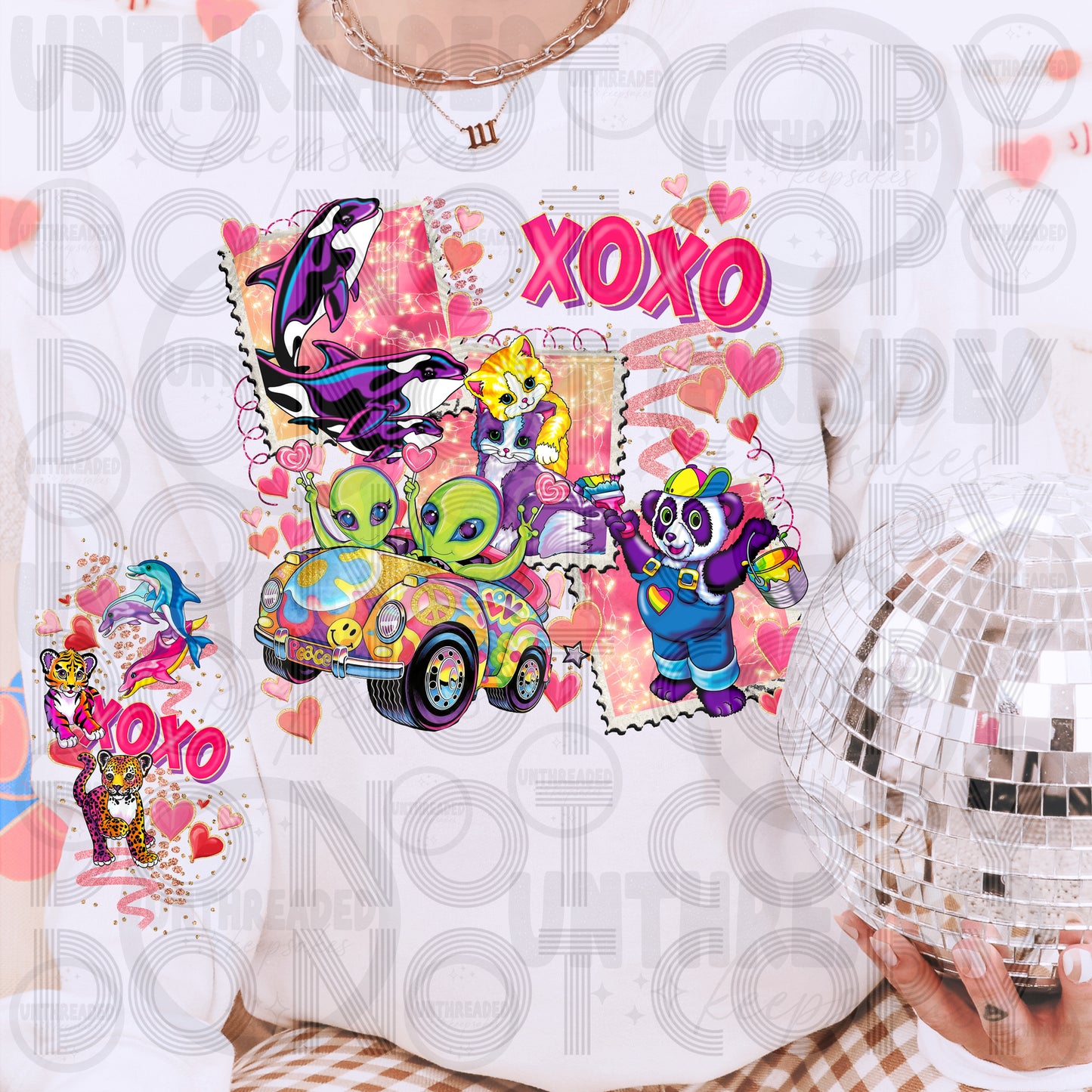 XOXO Groovy Love Collage Graphic Sweatshirt | Colorful Retro Valentine Crew