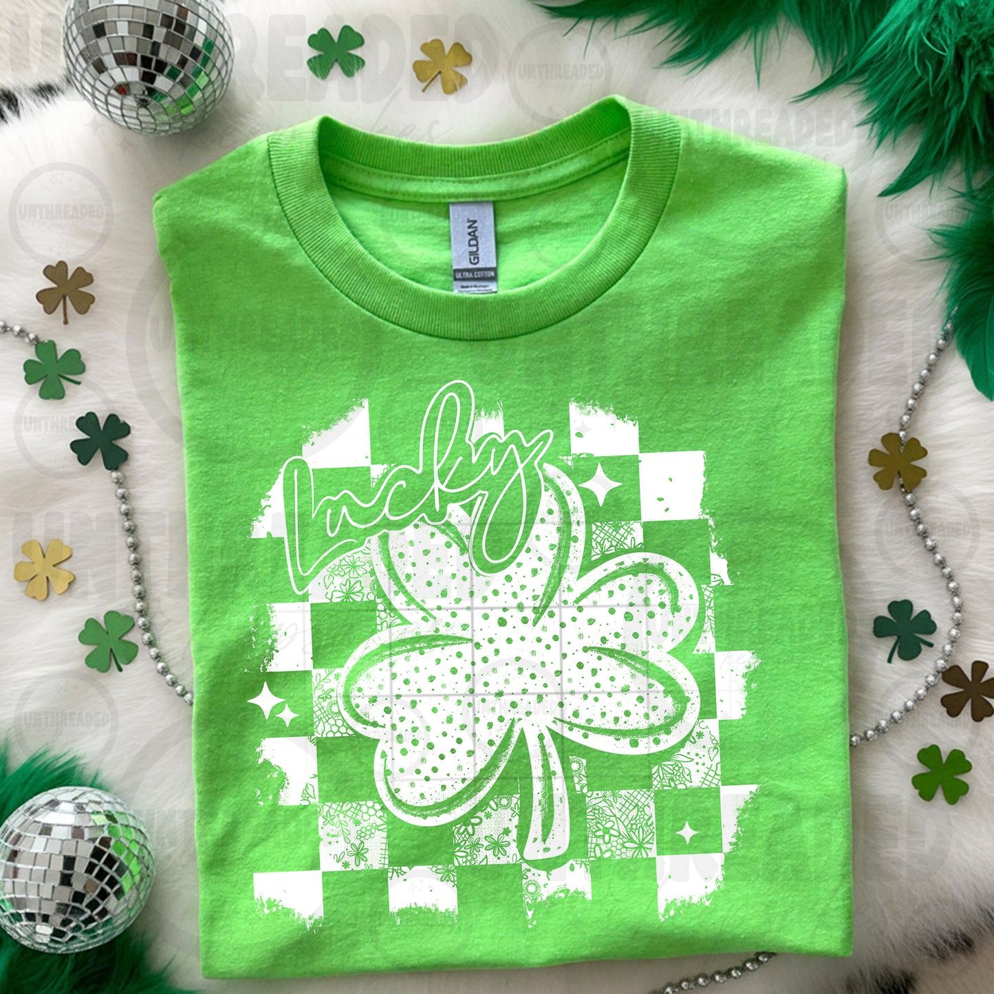 Lucky Shamrock Shirt | St. Patrick’s Day Graphic Tee | Green Clover Checkered Shirt