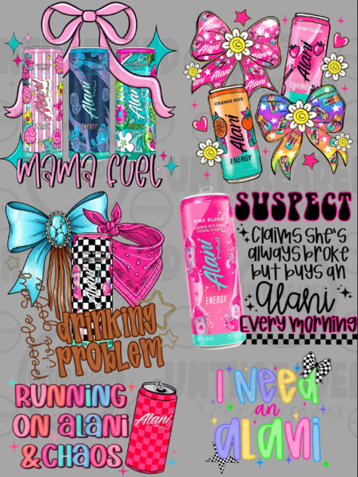 Mama Fuel Energy Drink Aesthetic Premade Hot Peel DTF Transfer Sheet