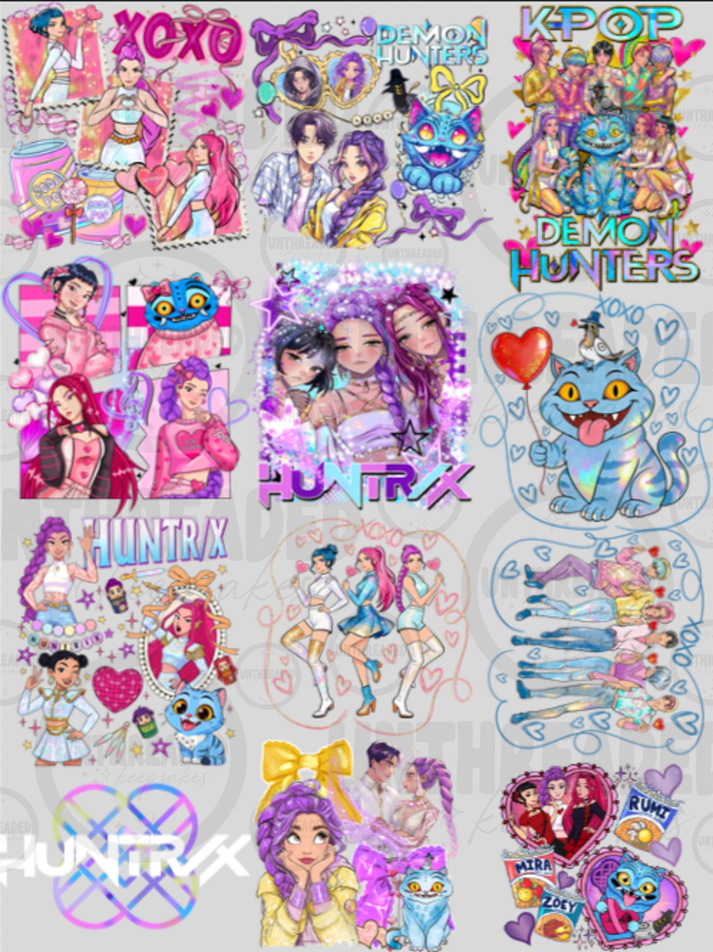 Cute Anime Pop Aesthetic Premade Hot Peel DTF Transfer Sheet