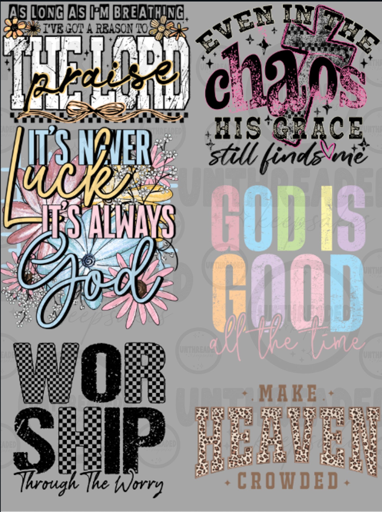 Faith-Based Inspirational Quotes Premade Hot Peel DTF Transfer Sheet
