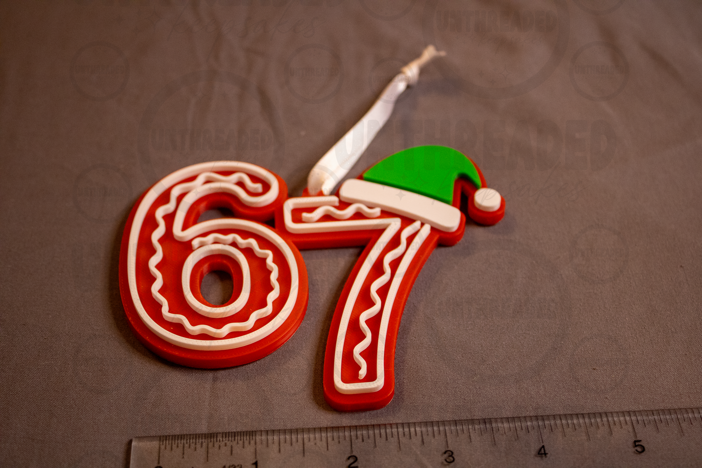 67 Christmas Ornament โ 3D Printed Number Ornament