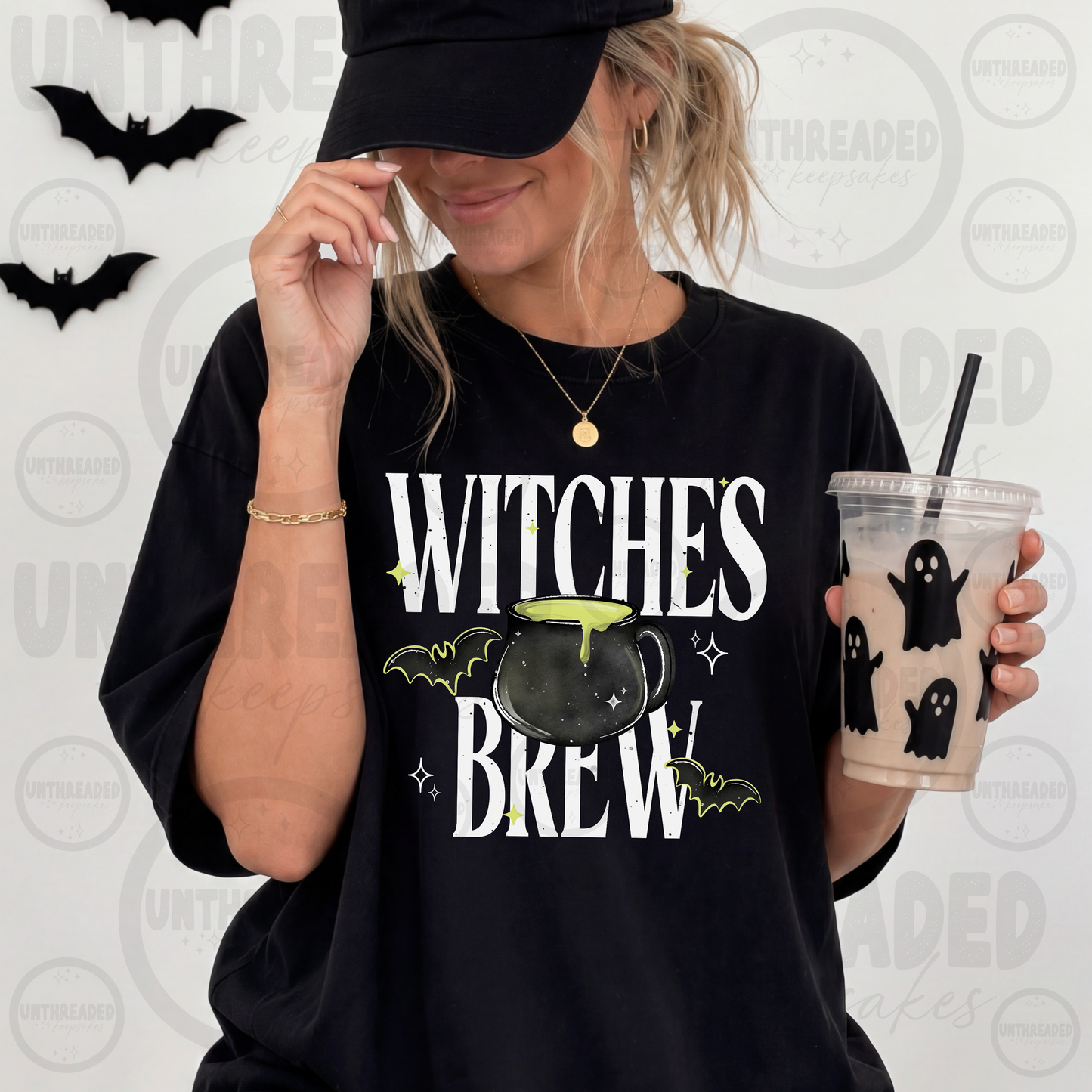 Witches Brew Halloween Cauldron Graphic T-Shirt – Women’s Spooky Season Tee