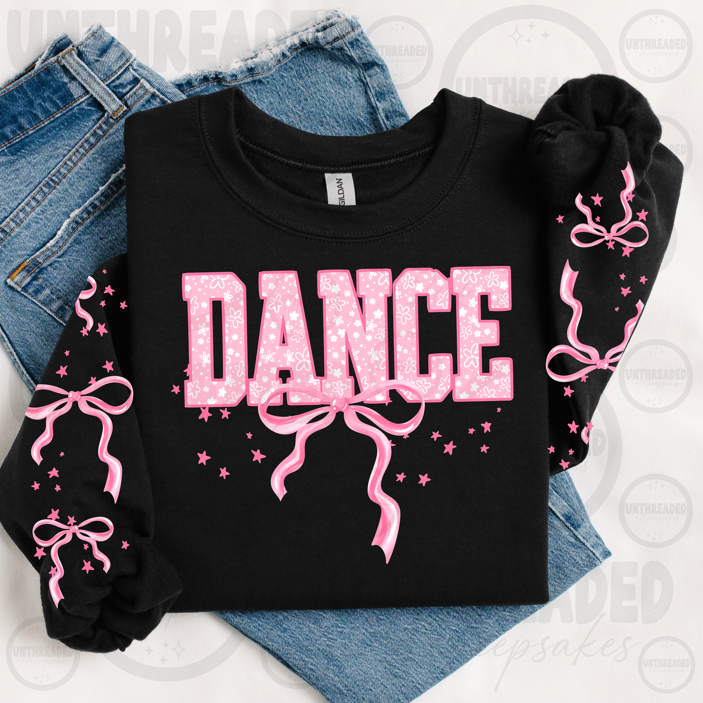 Dance Pink Floral Bow Graphic Sweatshirt