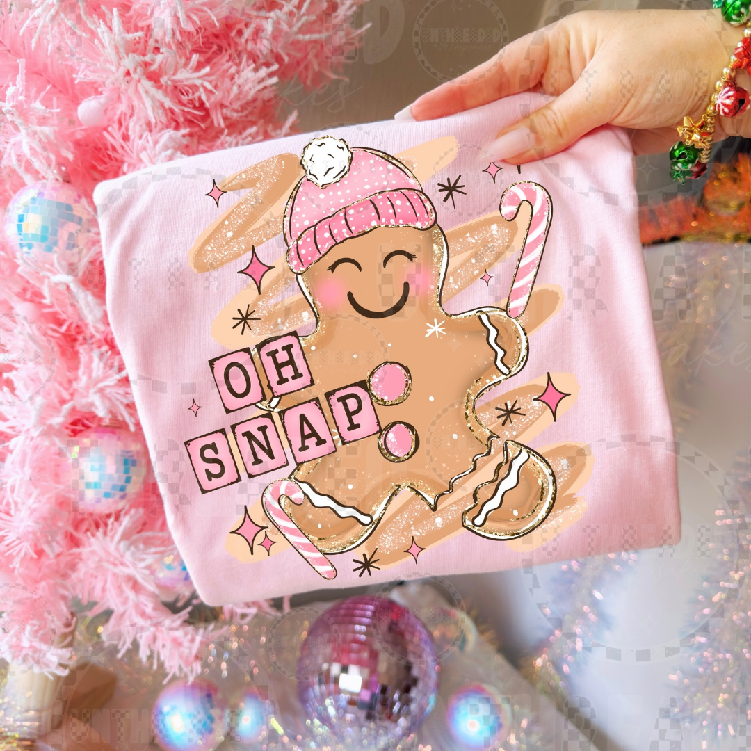 Oh Snap pink gingerbread Christmas apparel mockup