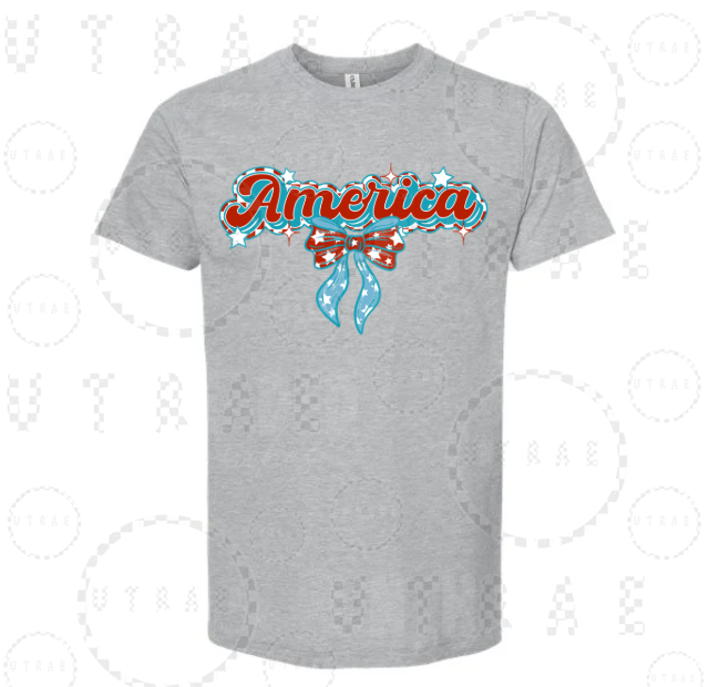 America patriotic bow graphic T-shirt - size Medium