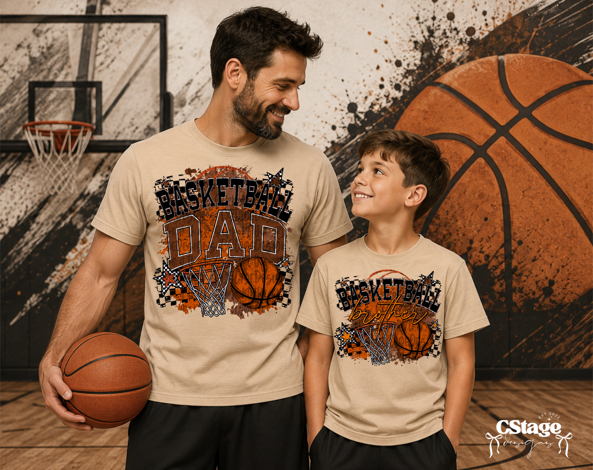 Basketball Dad and Basketball Brother matching adult and youth shirts
