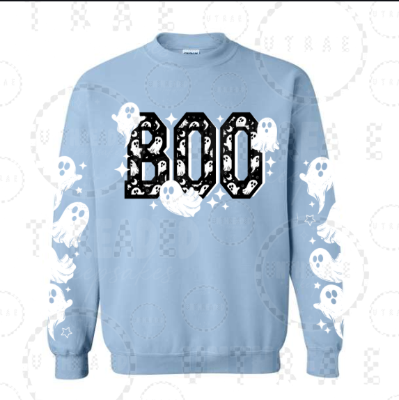 BOO ghost sleeve graphic crewneck sweatshirt - size Large