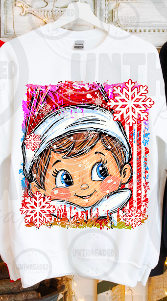 Christmas Elf Face Snowflake Holiday T-Shirt, Crewneck or Hoodie