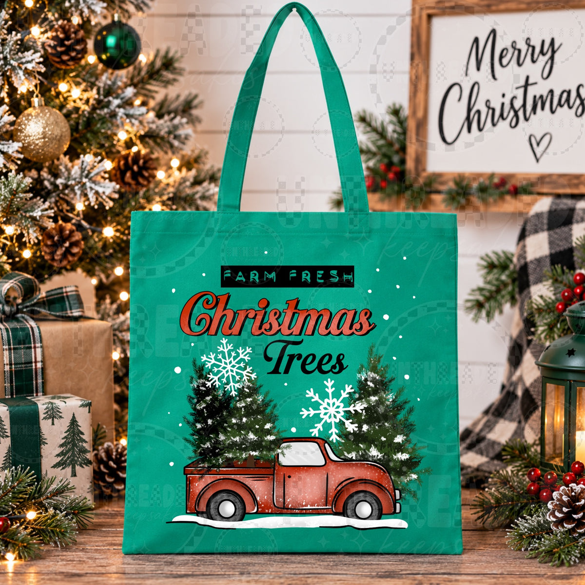 Farm Fresh Christmas Trees holiday tote bag