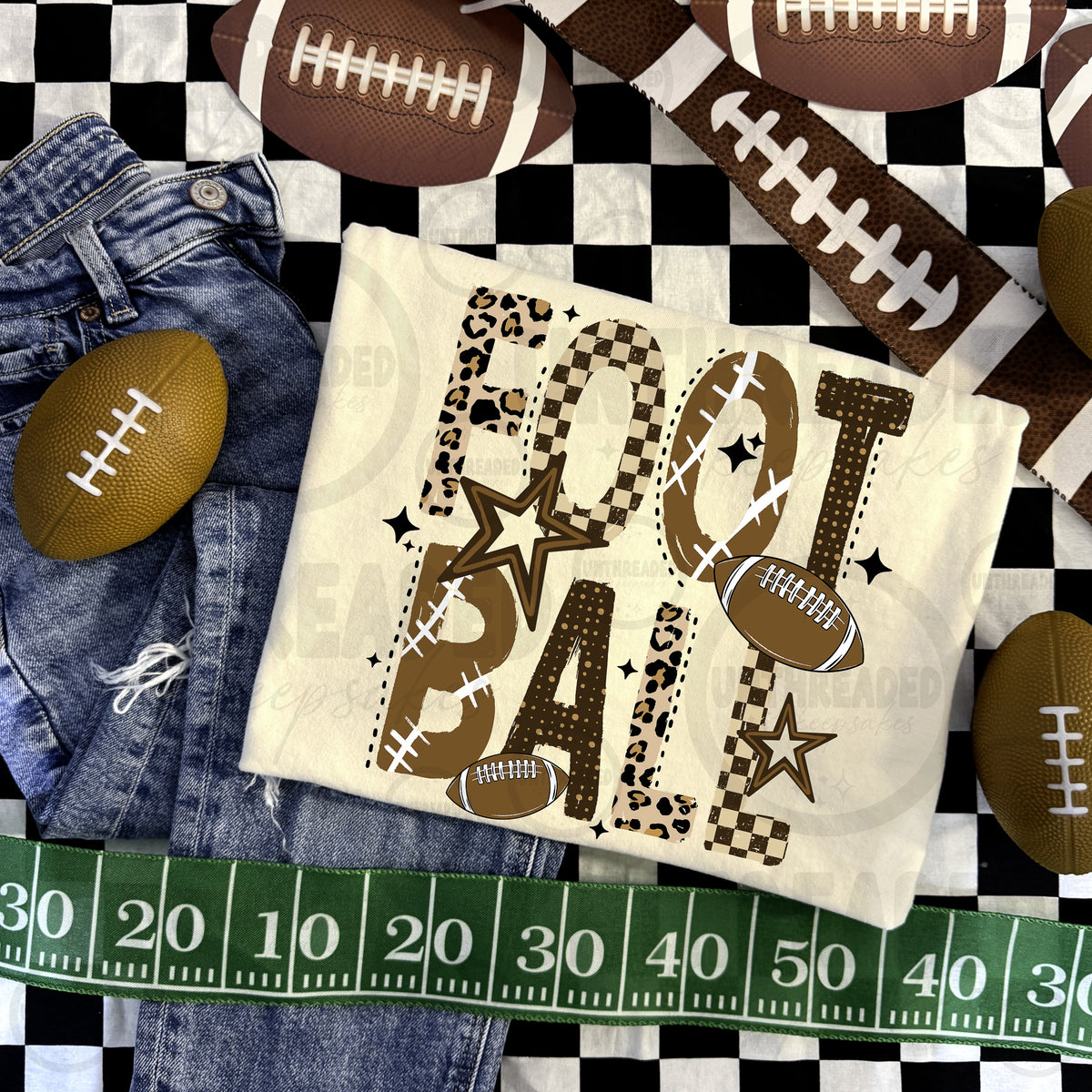 Football lettering game day graphic T-shirt mockup
