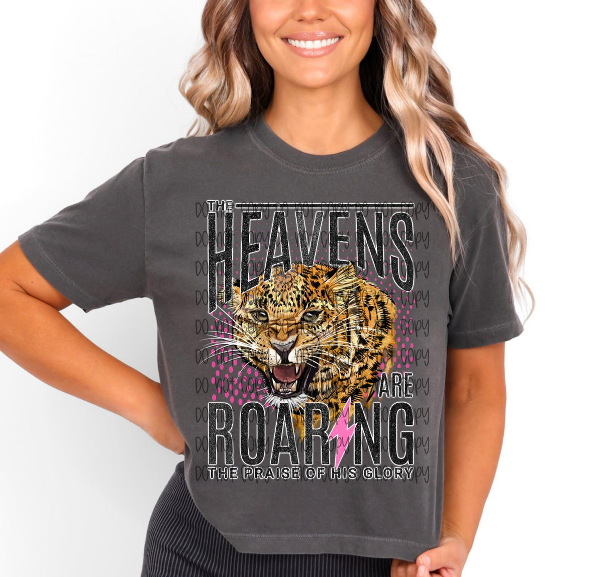 The Heavens Are Roaring leopard graphic Christian charcoal gray T-shirt