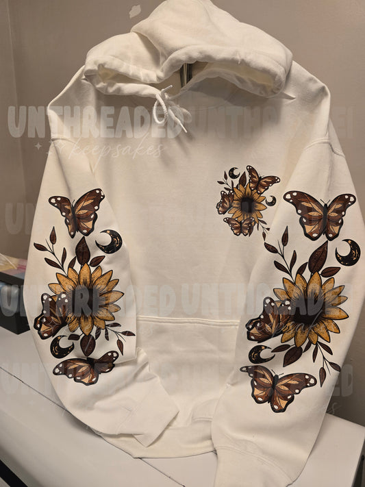 π» Sunflowers & Butterflies Cozy Hoodie β Nature-Inspired Boho Vibes π
