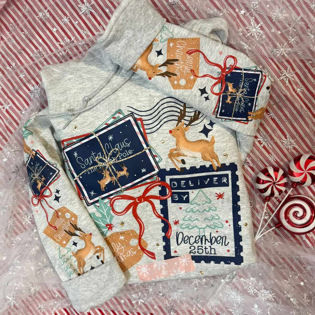Santa Delivery December 25 Christmas sleeve print hoodie